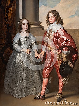 William II, Prince or Orange and his bride Mary Stuart, 1648 painting by Belgian master Anthony van Dyck Stock Photo